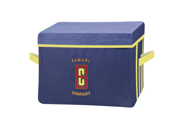 Blue Container with Yellow Trim