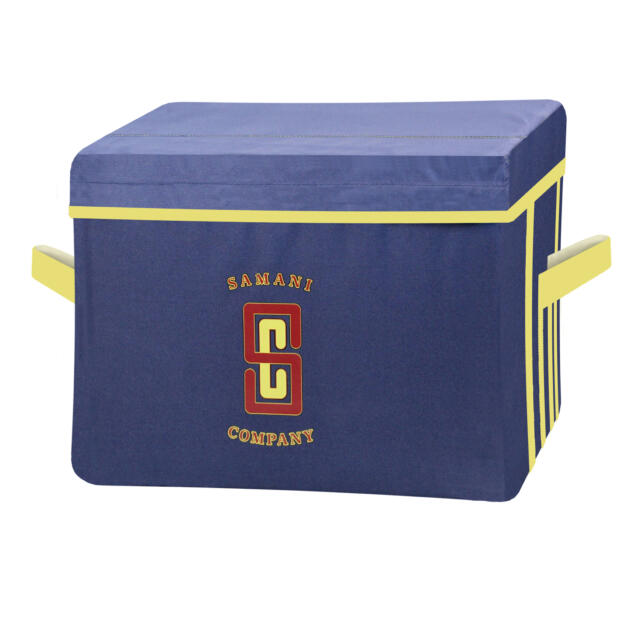 Blue Container with Yellow Trim