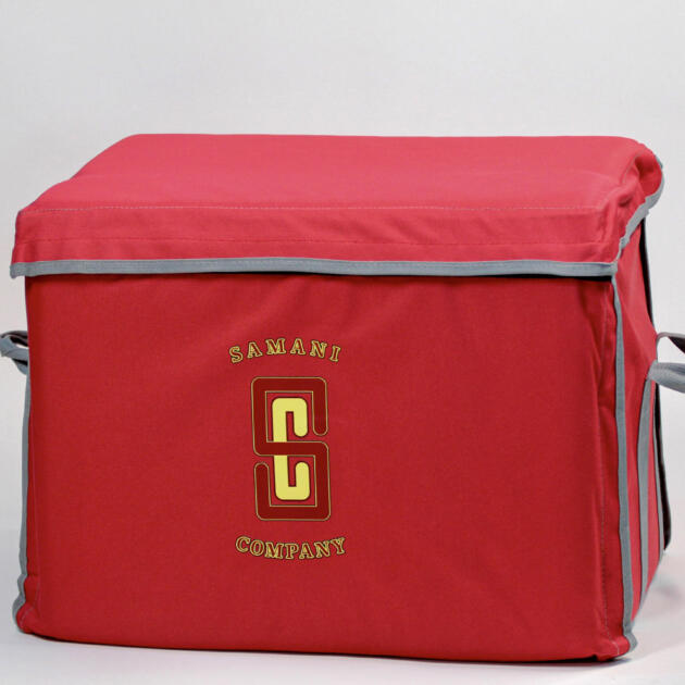 Red Container with Gray Trim