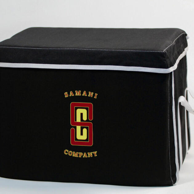 Black Container with White Trim